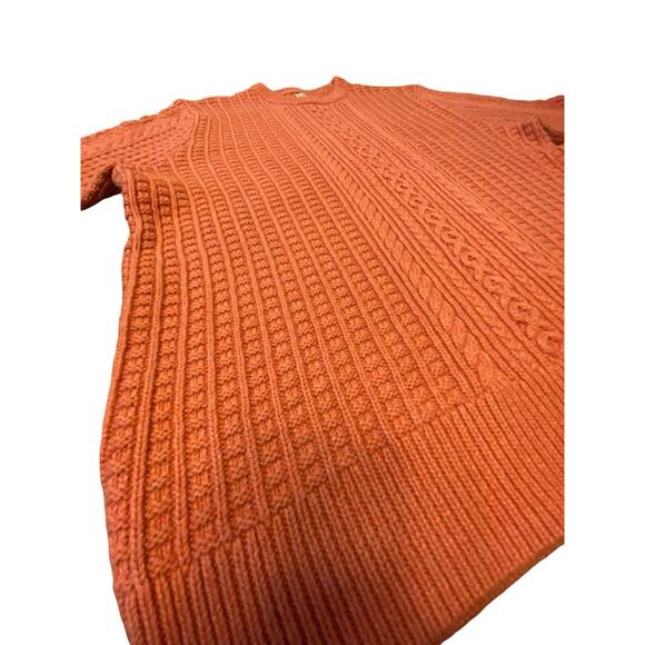 J Crew Cotton Cable Knit Crewneck Fisherman Sweater in Heather Pink Size XL - Picture 8 of 16